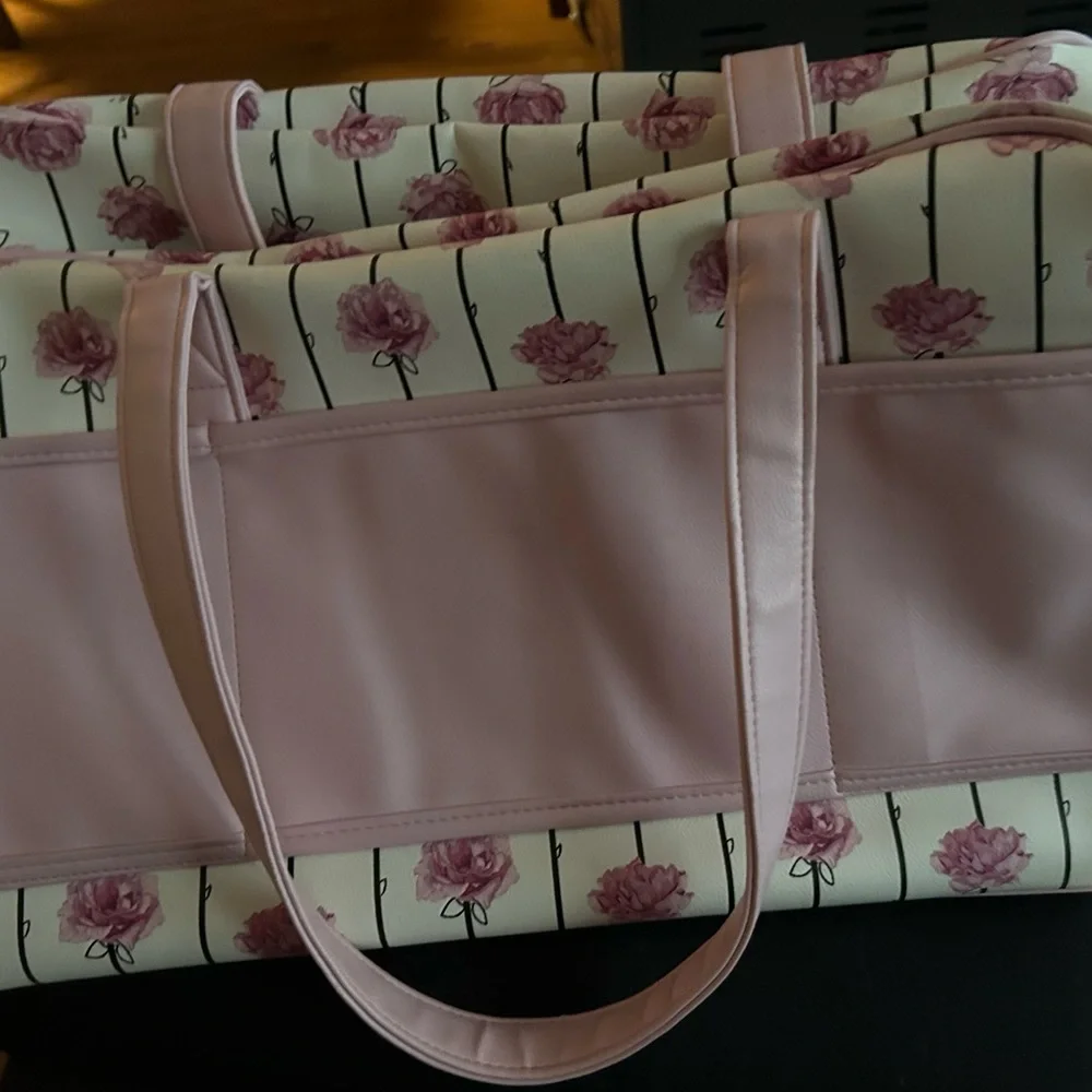 Betsey Johnson Black and Pink Striped weekend duffel bag - Picture 2 of 7